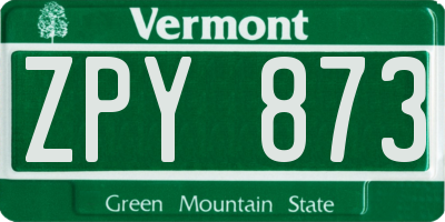 VT license plate ZPY873