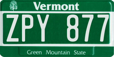 VT license plate ZPY877