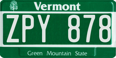 VT license plate ZPY878