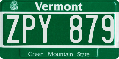 VT license plate ZPY879