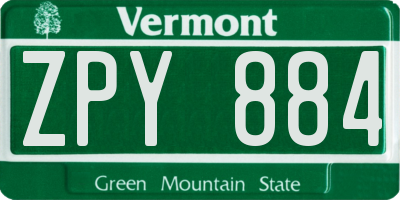 VT license plate ZPY884
