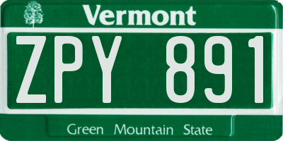 VT license plate ZPY891