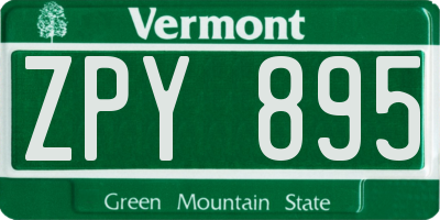 VT license plate ZPY895