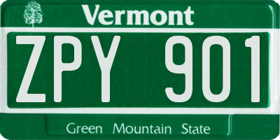 VT license plate ZPY901