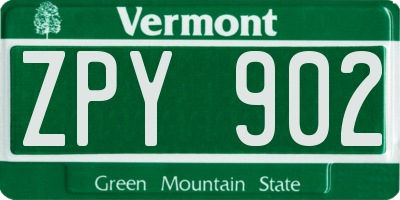 VT license plate ZPY902