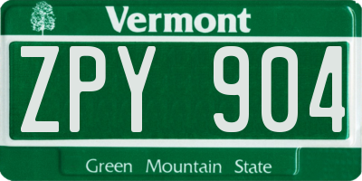 VT license plate ZPY904