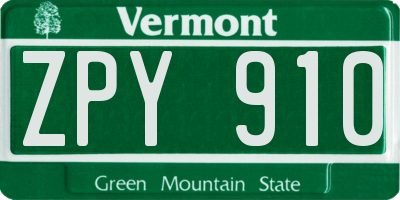 VT license plate ZPY910