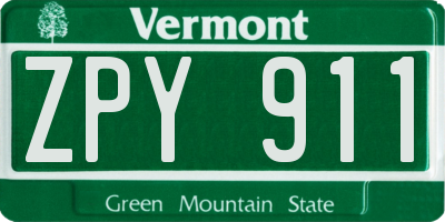 VT license plate ZPY911