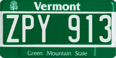 VT license plate ZPY913