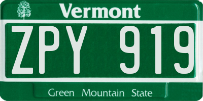 VT license plate ZPY919