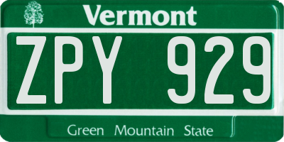 VT license plate ZPY929