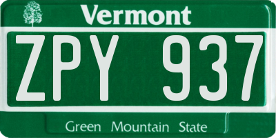 VT license plate ZPY937