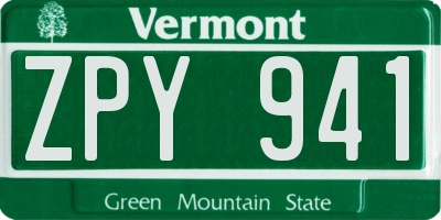 VT license plate ZPY941