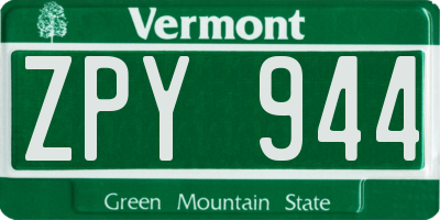 VT license plate ZPY944
