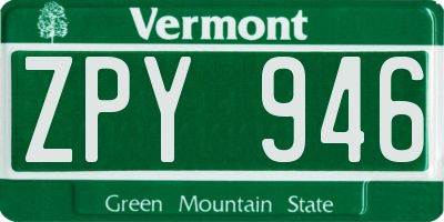 VT license plate ZPY946