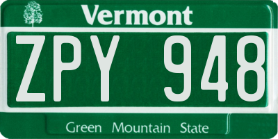 VT license plate ZPY948