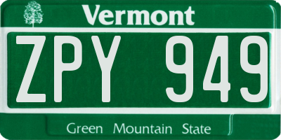 VT license plate ZPY949