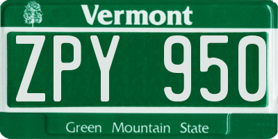 VT license plate ZPY950