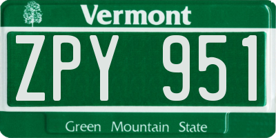 VT license plate ZPY951