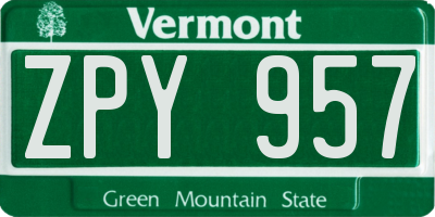 VT license plate ZPY957
