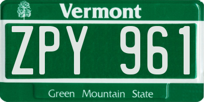VT license plate ZPY961