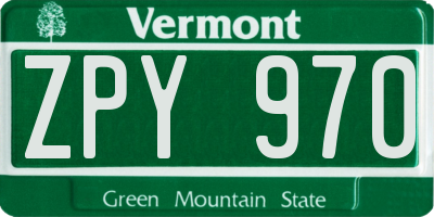 VT license plate ZPY970