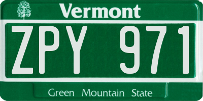 VT license plate ZPY971