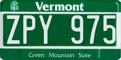 VT license plate ZPY975