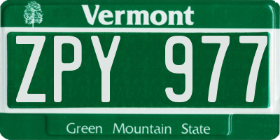 VT license plate ZPY977