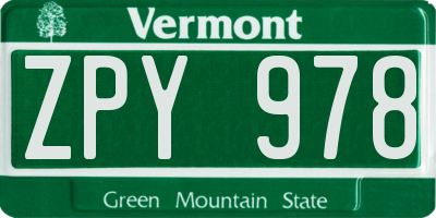 VT license plate ZPY978