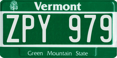 VT license plate ZPY979