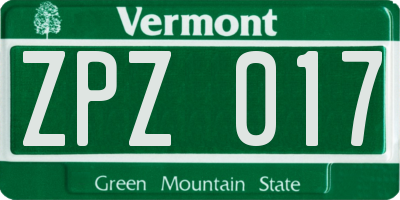 VT license plate ZPZ017