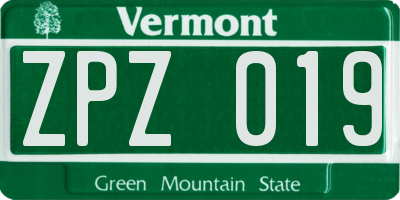 VT license plate ZPZ019