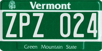VT license plate ZPZ024