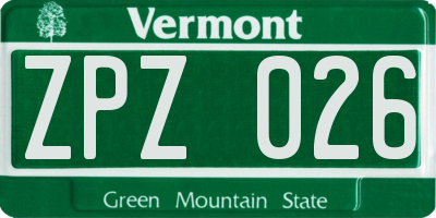 VT license plate ZPZ026
