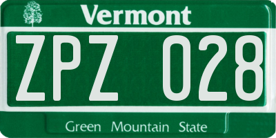 VT license plate ZPZ028