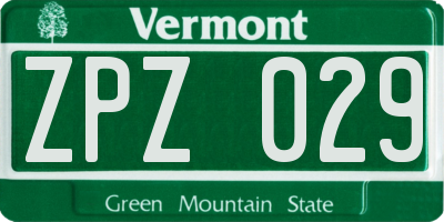 VT license plate ZPZ029