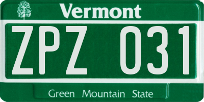 VT license plate ZPZ031