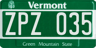VT license plate ZPZ035