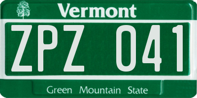 VT license plate ZPZ041