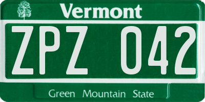 VT license plate ZPZ042