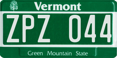 VT license plate ZPZ044