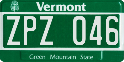 VT license plate ZPZ046