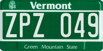 VT license plate ZPZ049