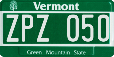 VT license plate ZPZ050