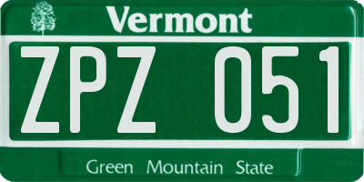 VT license plate ZPZ051