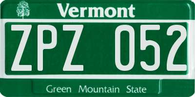 VT license plate ZPZ052