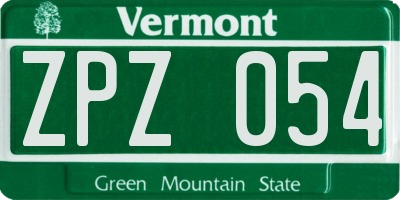 VT license plate ZPZ054