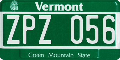 VT license plate ZPZ056
