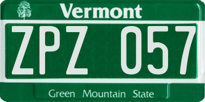 VT license plate ZPZ057